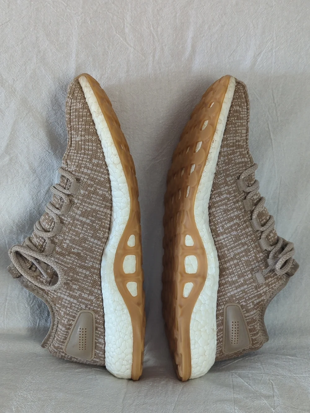 adidas PureBOOST Trace Khaki Oatmeal Tan Knit Sneakers Mens Size 8 S81992
